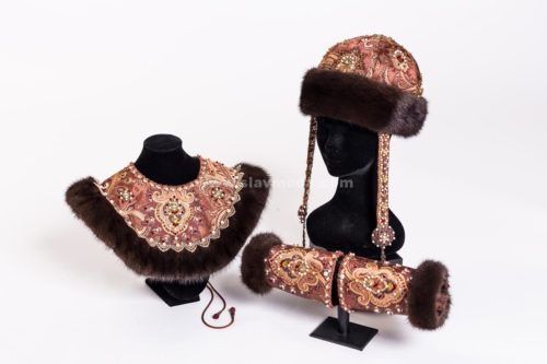 русская шапка женская, оплечье и поручи
