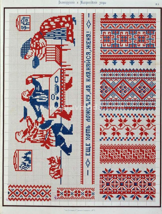 Схемы узоров из альбома "Сборник Великих и Малороссийских узоров для вышивания. 1877 год"