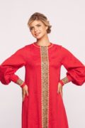 Платье в русском стиле красное с золотой отделкой